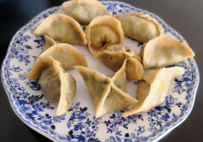 Gluten-free vegetarian dumplings made with shepherd's purse