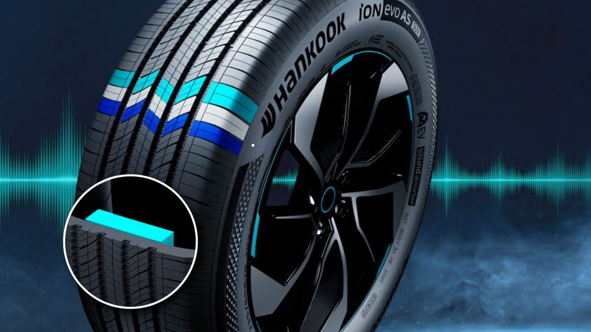 Hankook iON evo AS tire engineered for electric vehicles, featuring advanced noise reduction and low rolling resistance for a smooth, efficient drive