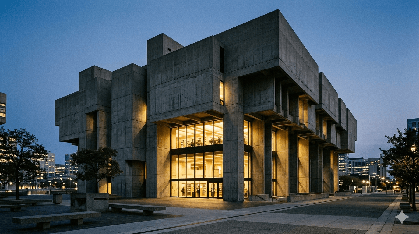 Brutalist Concrete Library
