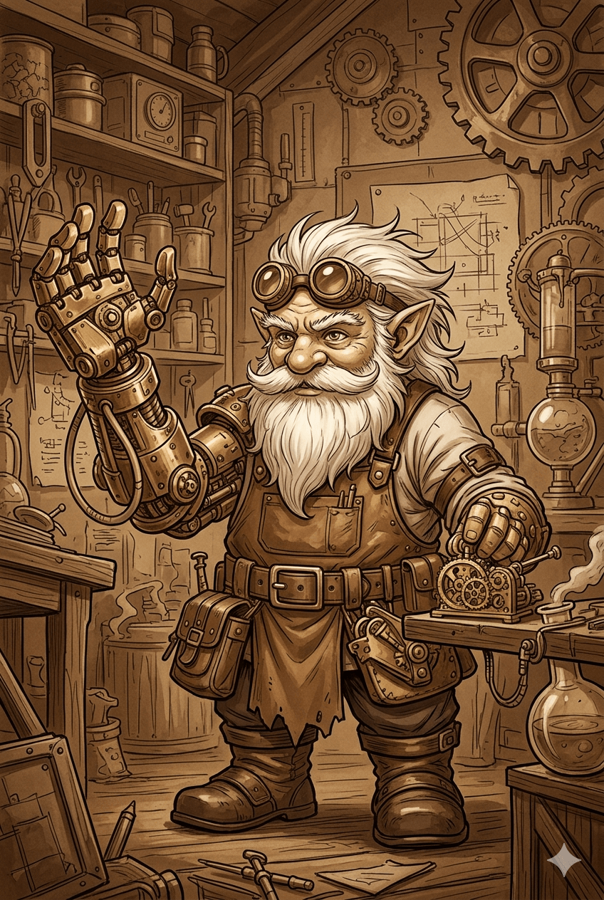 Steampunk Inventor Gnome