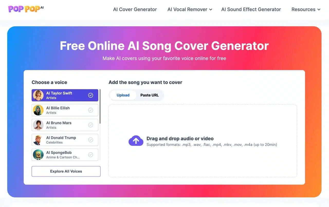 PopPop AI Free Music Cover: AI Instantly Transforms into Celebrity Voices, Reimagining Your Favorite Songs PopPop AI Free Music Cover: AI Instantly Transforms into Celebrity Voices, Reimagining Your Favorite Songs