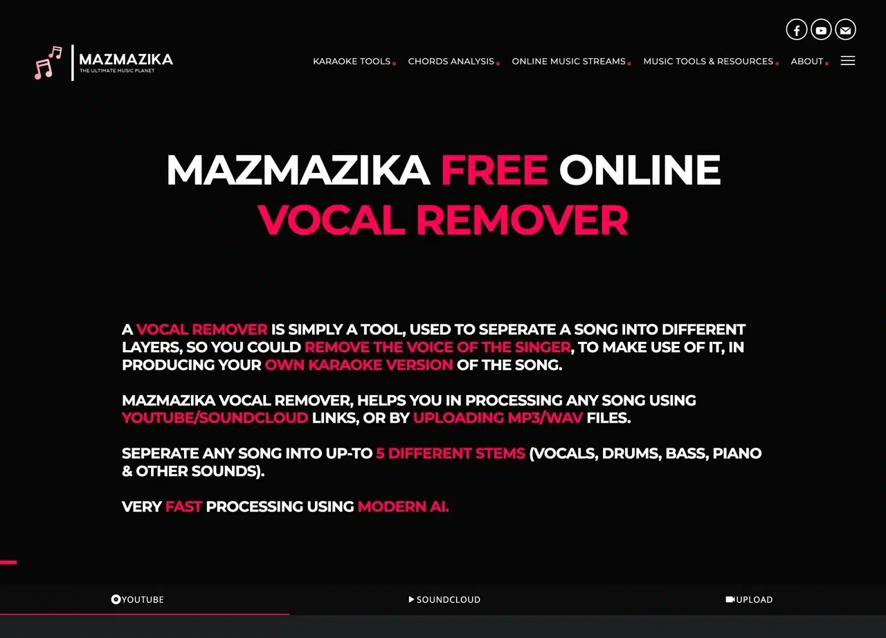 MazMazika Free Online Vocal Removal Tool: Quickly Turn YouTube Videos into Karaoke Tracks MazMazika Free Online Vocal Removal Tool: Quickly Turn YouTube Videos into Karaoke Tracks